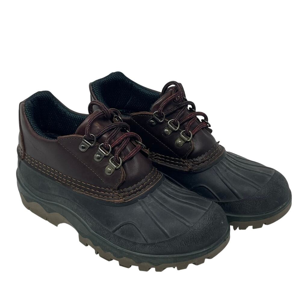 L.L. Bean Women's Rubber Leather Duck Shoes Size 7M Lace Up Low Boot Hike Hunt